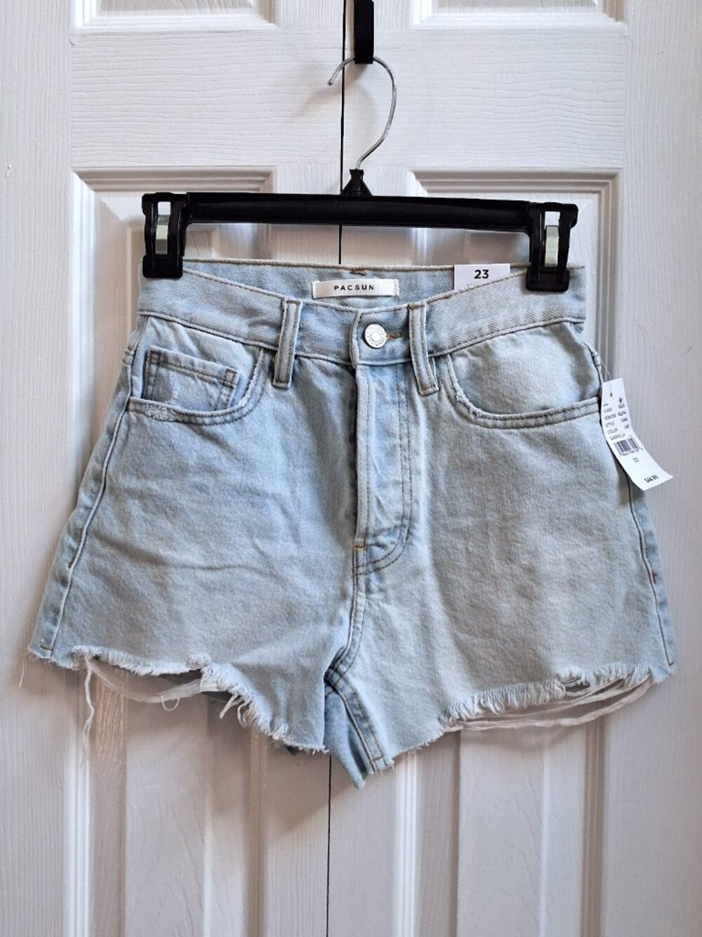 NWT PACSUN Vintage High Rise Light Wash Denim Cutoff Shorts sz 23